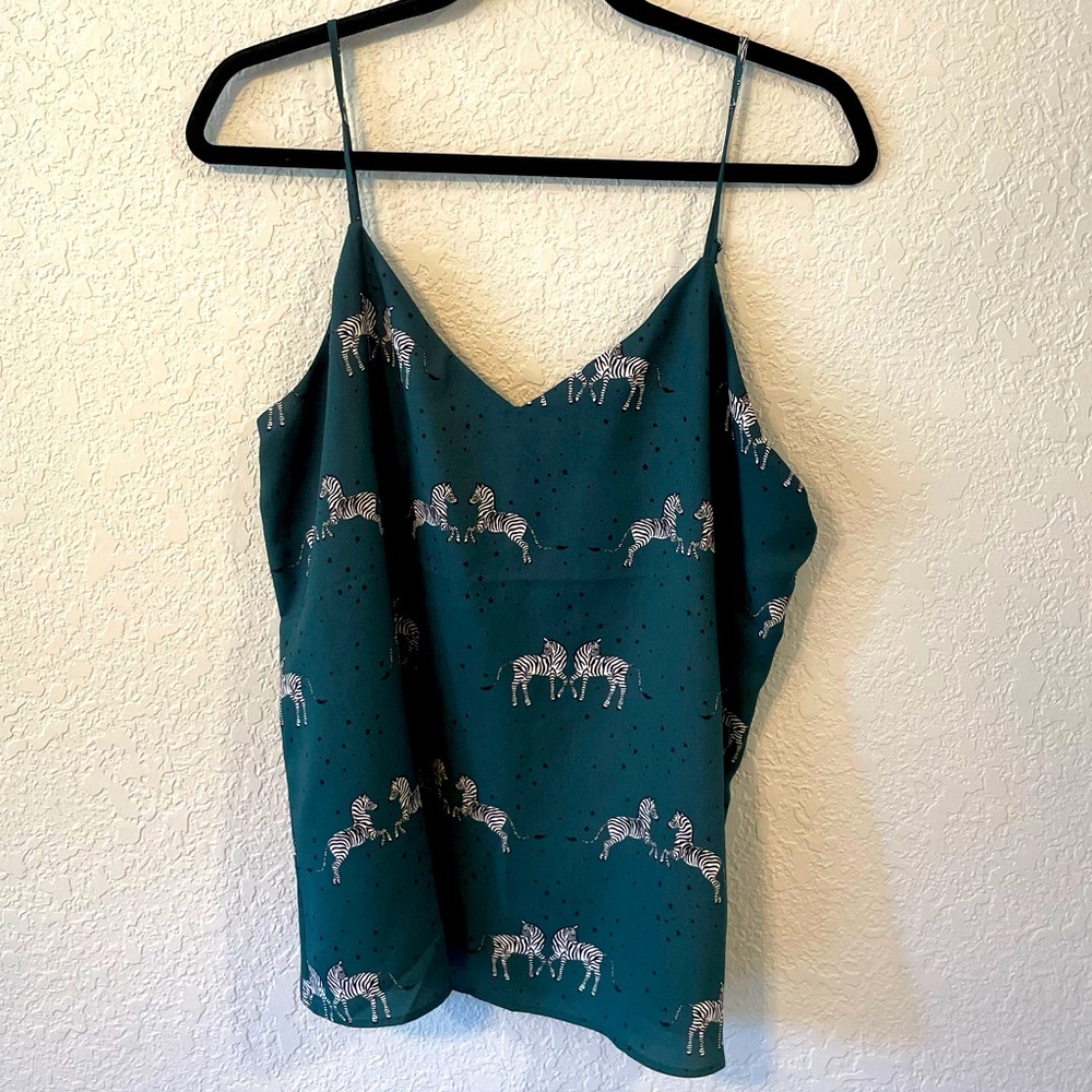 Ann Taylor Zebra Print Spaghetti Strap Tank. Size L
